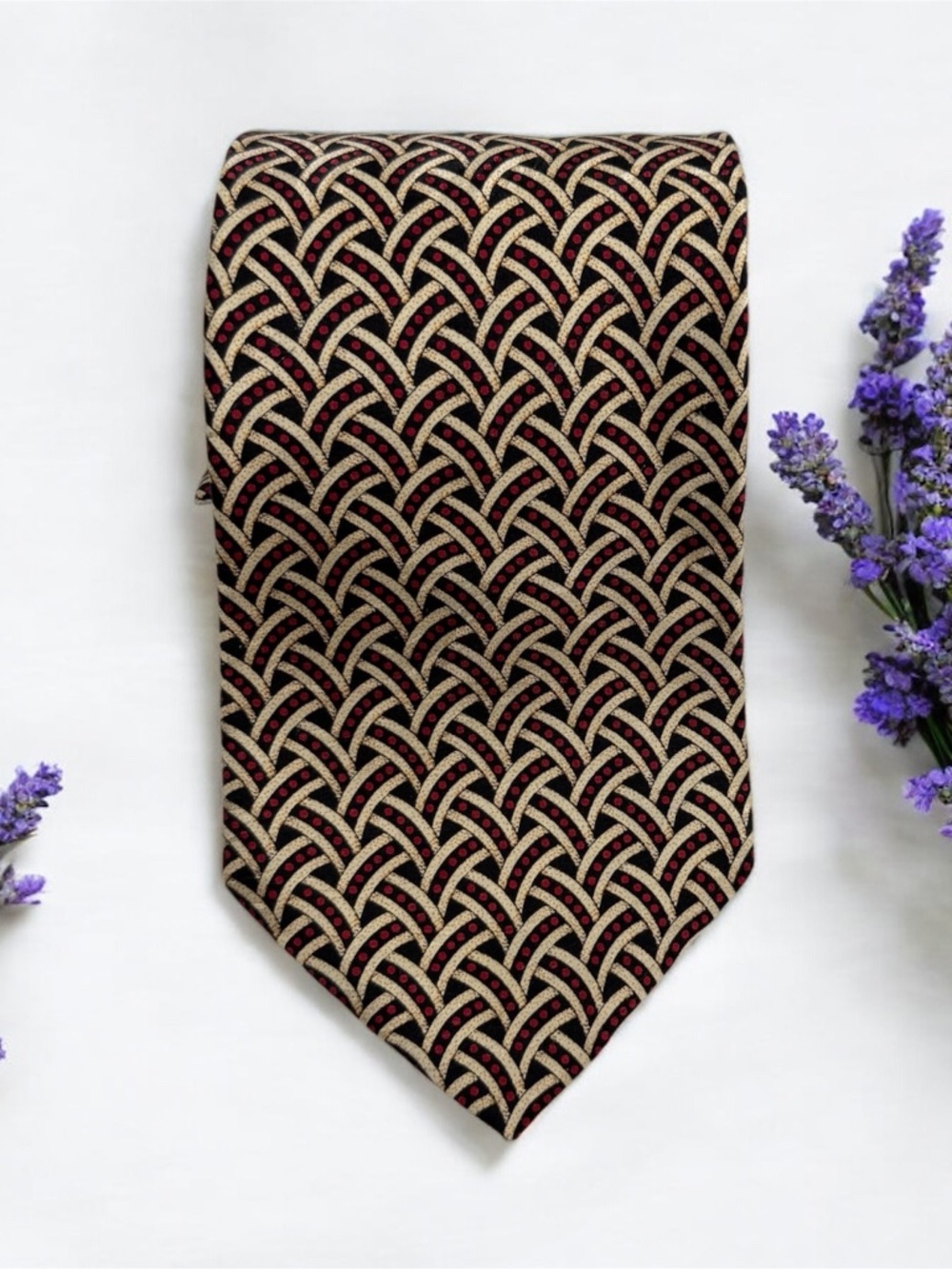 Raphael Silk Tie Black Gold Geometric It